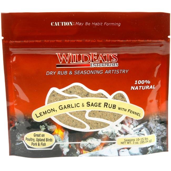Wild Eats Rubs 34005 Lemon, Garlic & Sage with Fennel Rub - Pack of 15